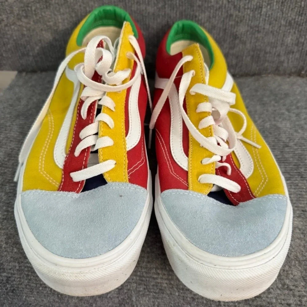 Vans Old Skool Multi Color Block Red Yellow Blue Green Suede Canvas Sneakers 13